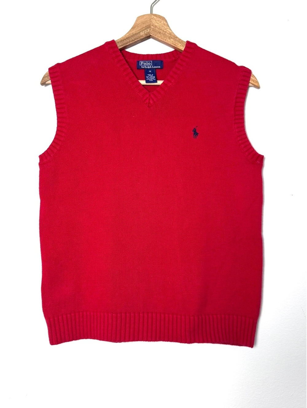 Red Polo Ralph Lauren vest v-neck vintage men's size M